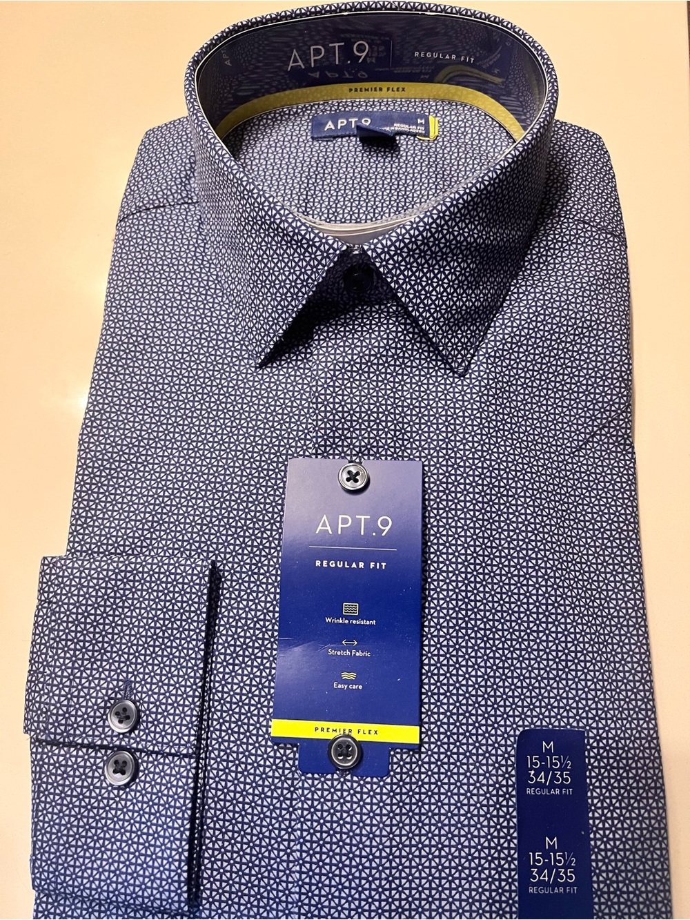 Apt. 9 Men's Navy Micro-Geometric Dress Shirt- size M